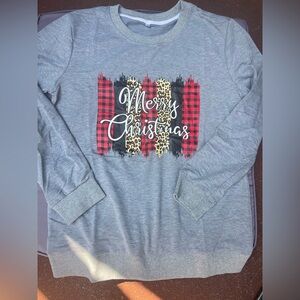 New lightweight Gray Merry Christmas Sweatshirt
